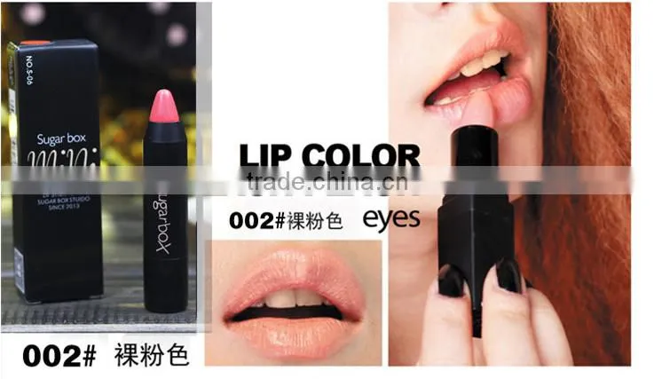 Newest 12 Fashion Colors Name Sugar Box Mini Water Sense Lip Stick Lipstick Pencil, Long Lasting than Kiss proof