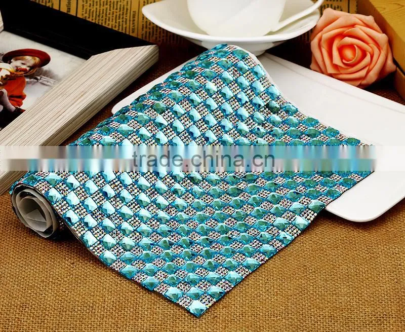 Bling Bling 24x40cm Decorative Shaped Rhinestone Mesh , Fancy Rhinestone Sheet For DIY cut