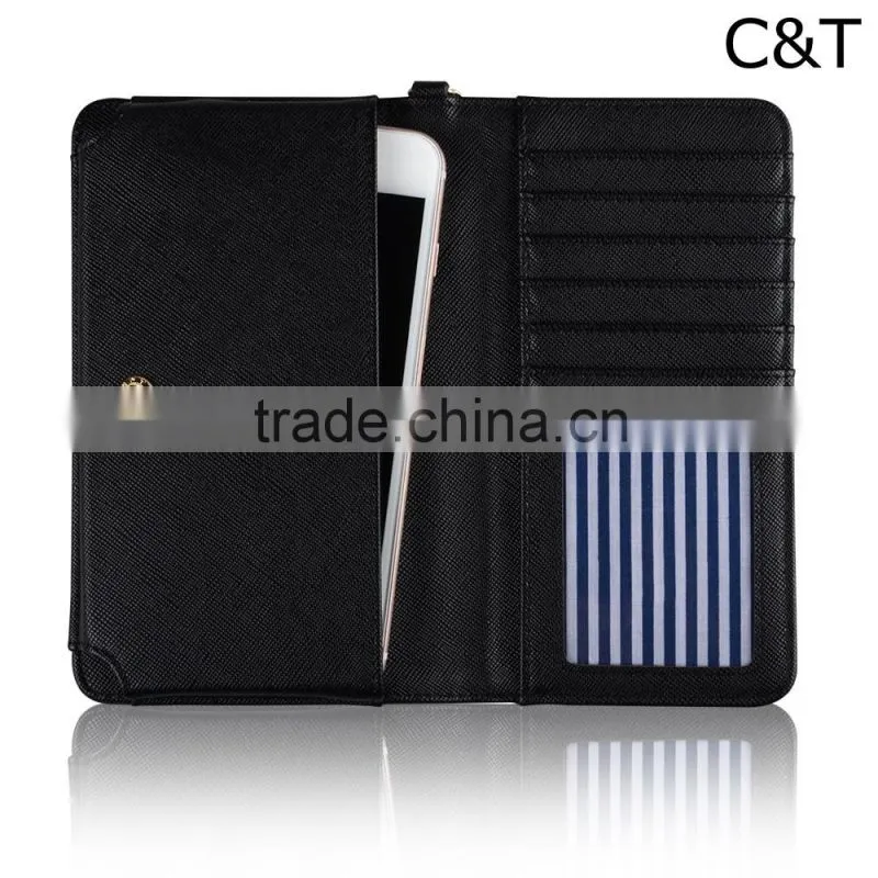 C&T Wallet Purse Clutch Folding Cover Shoulder Strap PU Leather Cases for Apple iPhone 7