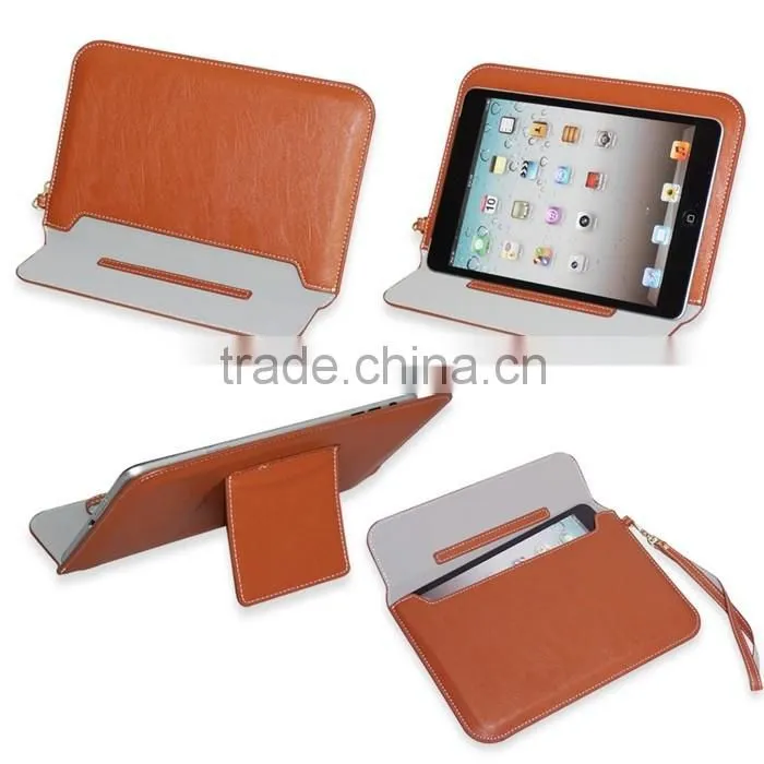PU Leather Envelope Pouch for Tablet with Stand and Strap Universal Design