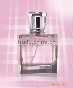 100ml clear glass thick-base square perfume bottles with silver metal caps