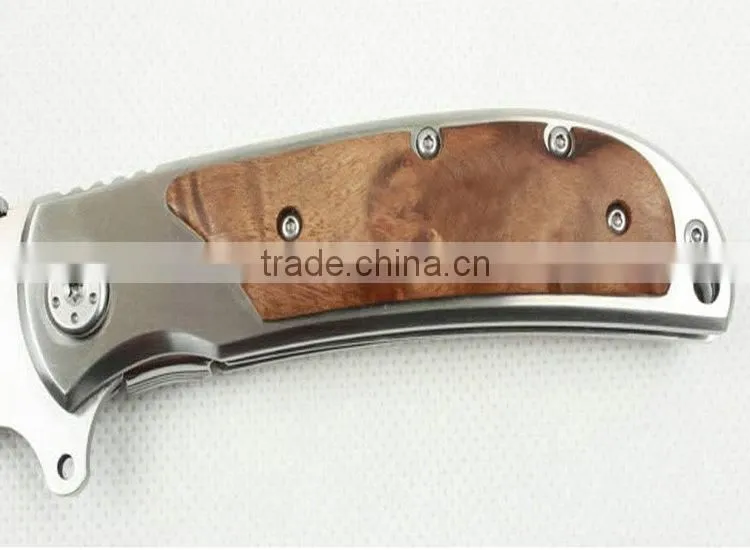 OEM outdoor hunting knife with wooden handle