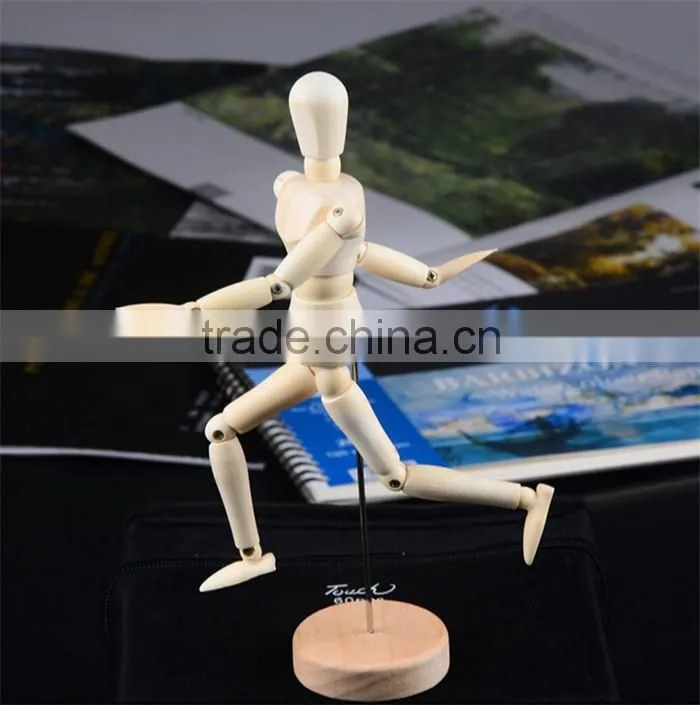 wholesale 4.5' small wooden doll,special wooden decoration doll,adjustable wooden joint doll
