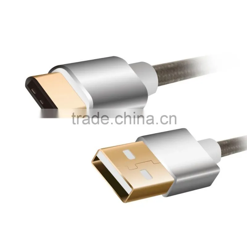 Silver USB Type C USB-C cable, USB2.0 Type-C data charging for New Macbook ,3.1A Max charging speed