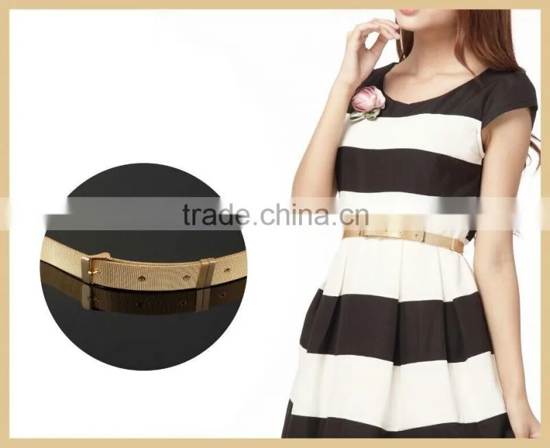 2014 young lady fashion gold stainless steel mesh waist belt