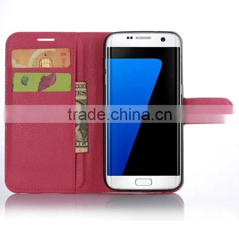 Wallet Leather Case for Samsung Galaxy s7 s7edge Lichi Pattern Leather with Credit Card Slot Holder Stand Flip Leather Cover