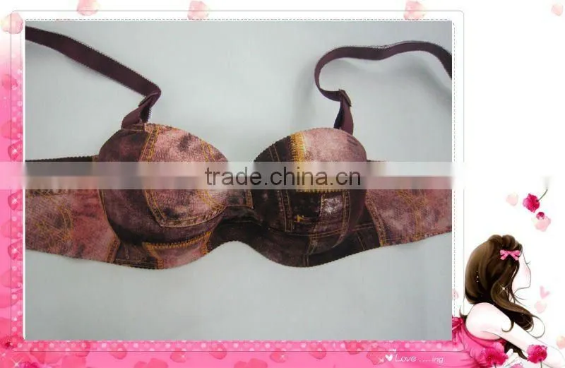 jean print one piece girls underwear bra