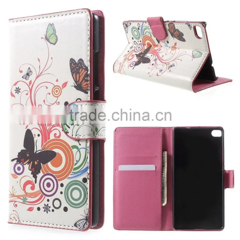 2015 fashion phone case flip leather cover case for Huawei P8,Factory wholesale for Huawei p8 wallet leather case