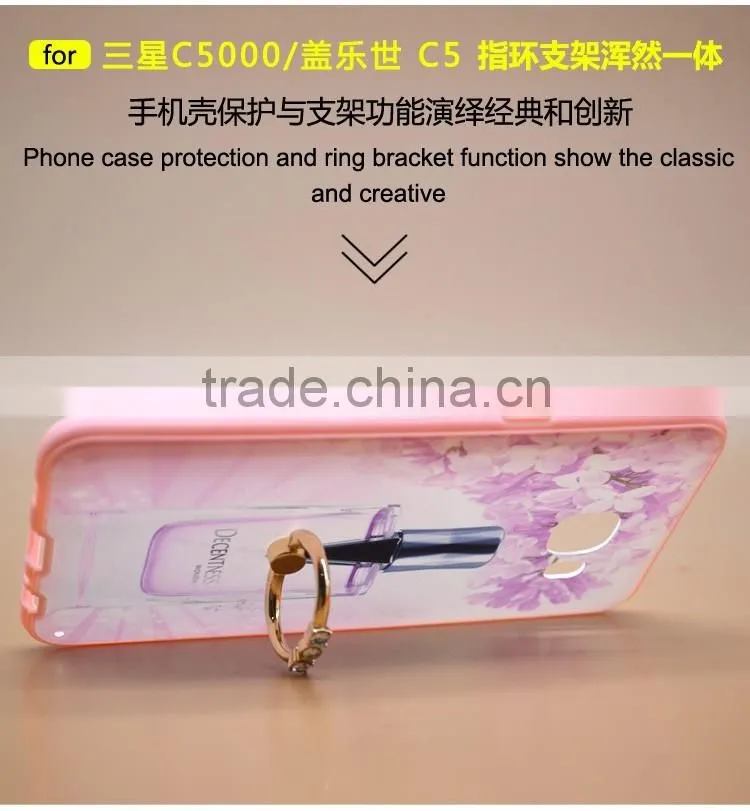 Newest Fashion Ring Holder For Samsung C5 Phone Case Uv Prefume Printing TPU+PC 2 In 1 Hybrid