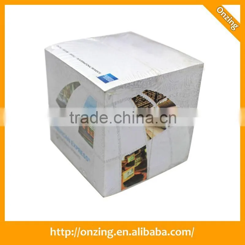 Onzing good quality advertising paper memo cube with pen hole