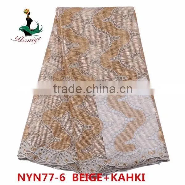 Haniye 2016 wholesale embroidered tulle lace fabric for wedding african french net lace fabric/NYN77