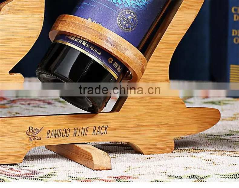 WR005/100% Bamboo Material Hot Sale Mermaid Shaped Folding Bamboo Red Wine Rack