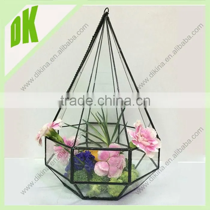 wedding favors and gifts trinket box Wholesale copper vase centerpieces/ handicraft hanging glassware geometric terrarium glass