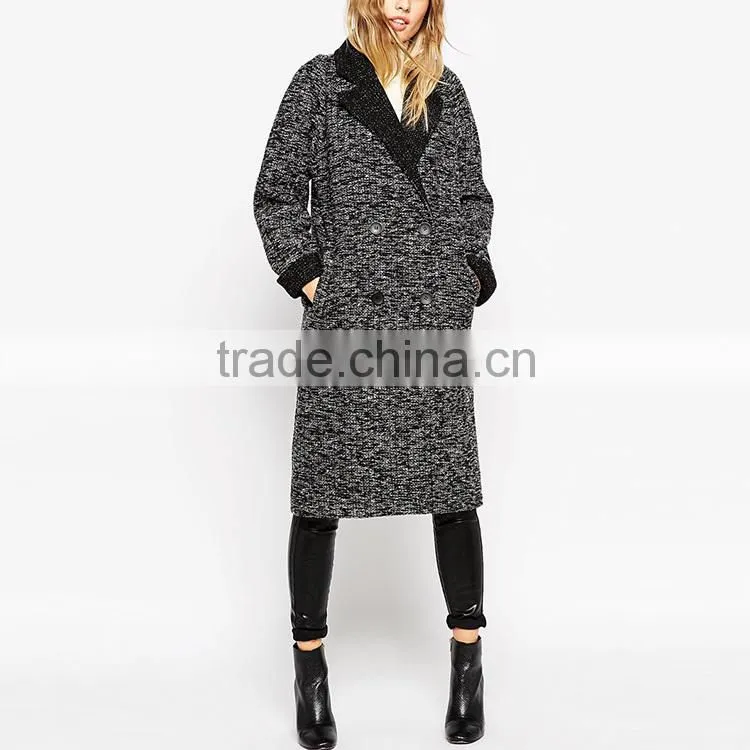 OEM service supplier oversize tweed women winter wear fashion plain windbreaker