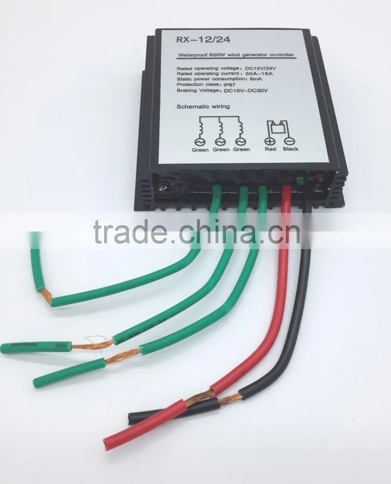 Upgraded wind charge controller for 100-600w wind turbine generator, waterproof wind regulator 12V/24V auto distinguish
