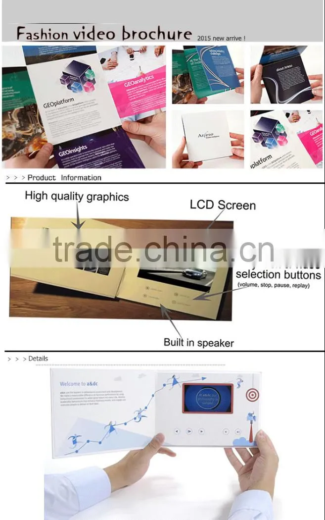 7 Inch USB Charging LCD Video Greeting Card Video Brochure with wifi