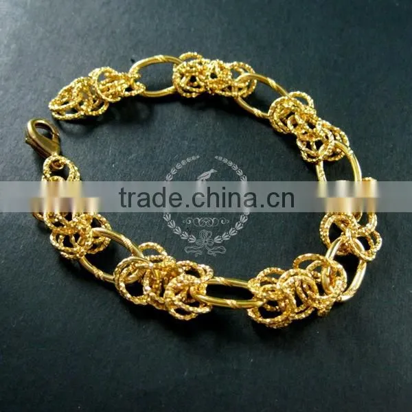 20cm raw brass faceted circle round oval link fashion DIY bracelet supplies 1900077