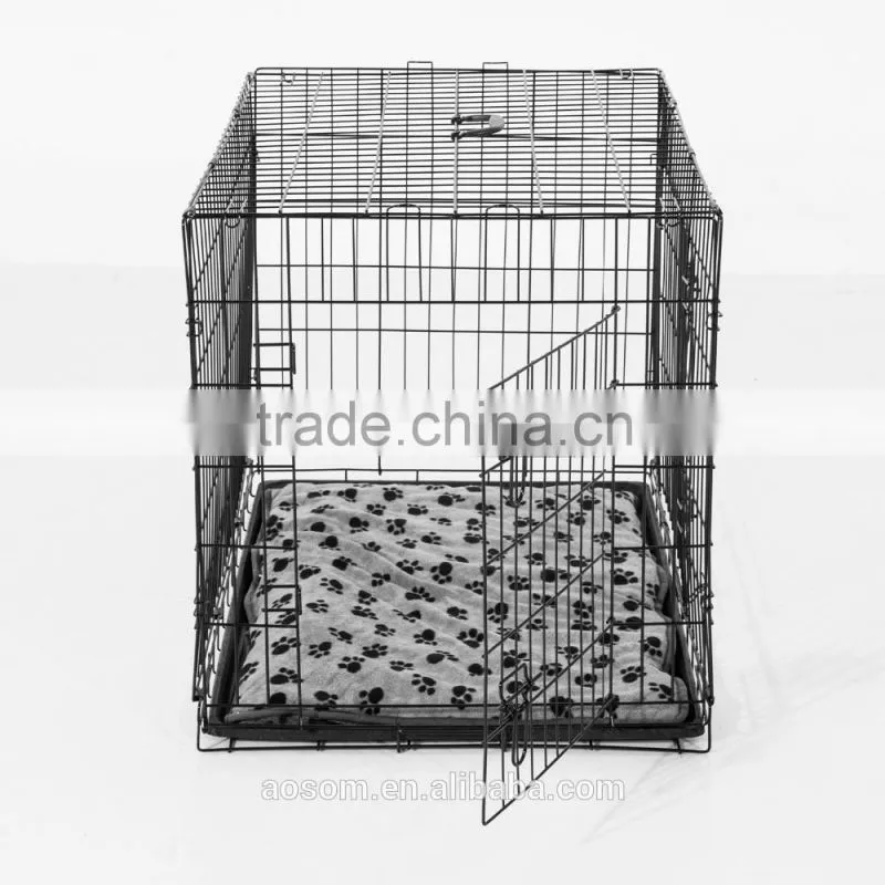 Pawhut Portable Metal Pet Cage Dog Crate with Plush Mat