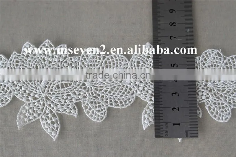 reasonable price polyester net lace trim ,rhinestone lace trim in white non- elastic lace trim for clothing making