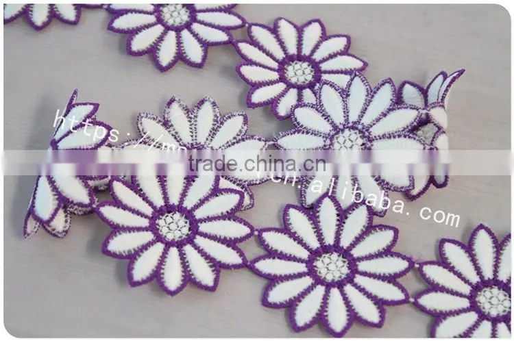 New arrival 5cm width polyester embroidery lace flower for dress