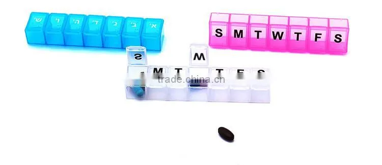 Factory Price easy open plastic portable travelling pill box 7 days