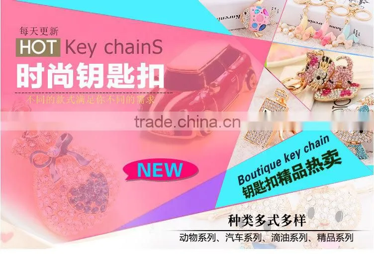 Colorful Crystal Rhinestone Accessories 3D APPLE shape key chains and key rings