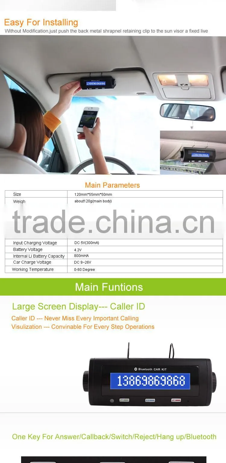 In-car Bluetooth Speaker Phone Receiver Car MP3 Portable Adapter