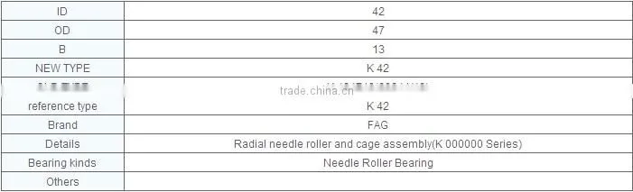 needle roller bearing K42 42x47x13mm