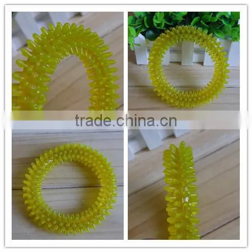 Yellow pet dental care ring,dog toy