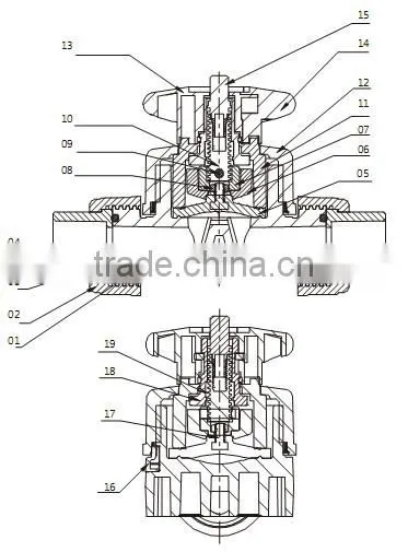 UPVC Union type diaphragm valves DIN PN16 (ANSI SCH 80)