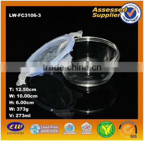 600ml round shape airtight food container with plastic lids