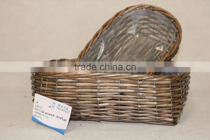 100%Handmade willow Garden wicker basket for flower plants with plastic liner wicker flower pots