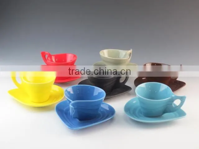 Ceramic Porcelain White V Shaped Coffee Tea Cup And Saucer, wholesale cheap porcelain cup and saucer in stock
