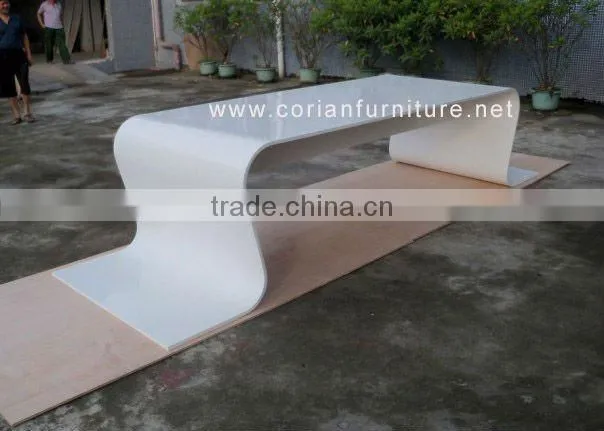 Corian &wood made round coffee table side table