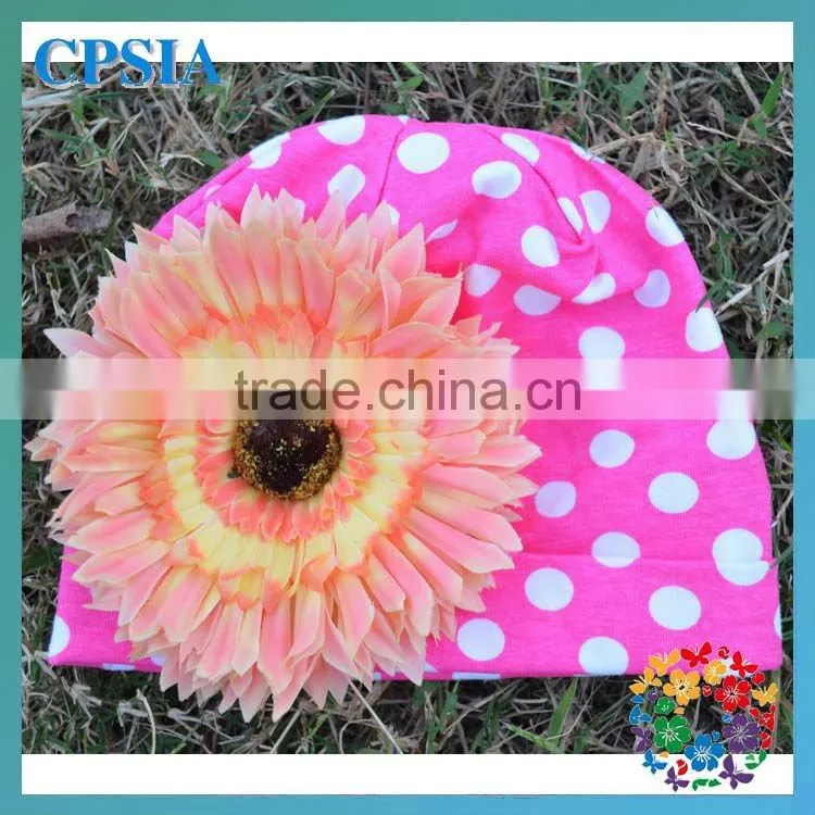 2014 Hot Sale Cheap Pink Cotton Baby Flower Hats Cute Newborn Toddler Baby Cotton Cap