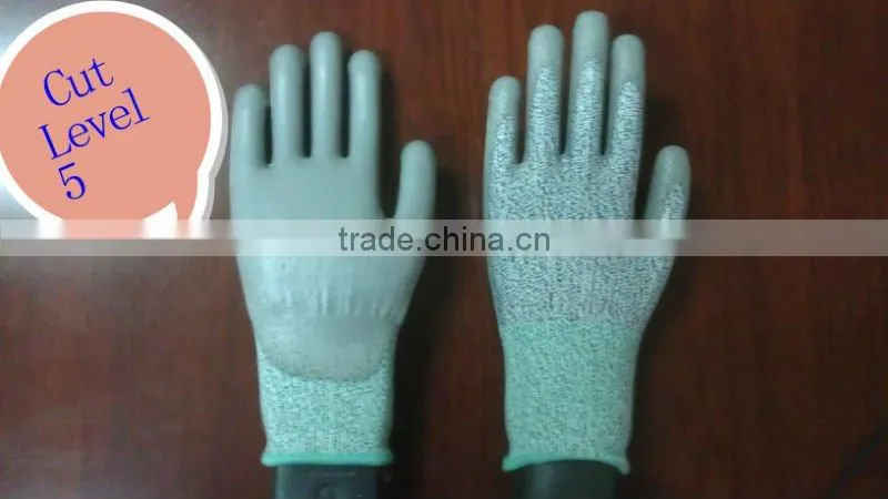Cut Resistance Gloves and Grey PU Palm Coated
