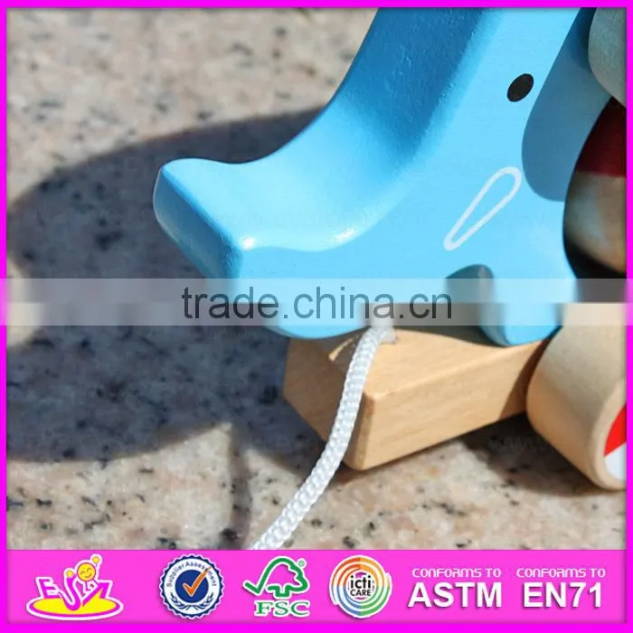 2015 Wooden pulling cart toy with blocks,DIY wooden pull push toy for children,Funny cheap wooden pull toy for baby W05B075-A1