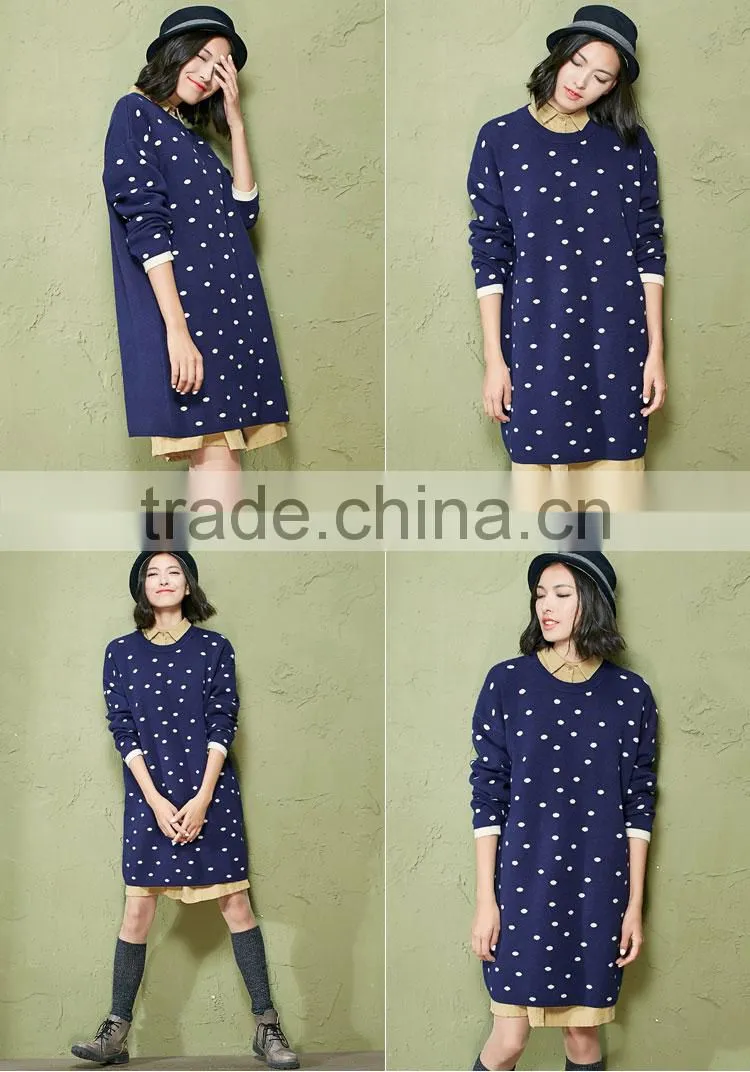 ladies long sleeve sweater winter dresses, new latest woman casual loose fit fashion dress design