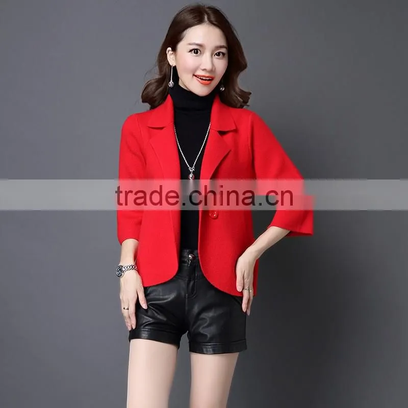 Fashion Ladies Short Coat Design Winter Woolen Knitted Coat