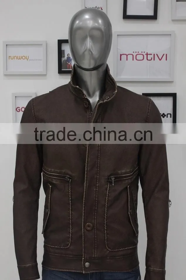 2014 Europe Winter Or Spring PU Leather Jacket Stright Jacket For Men