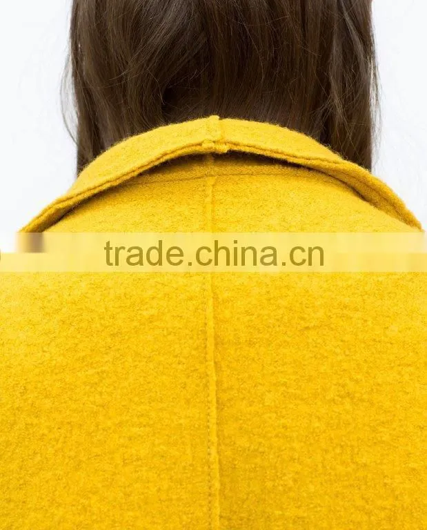 popular yellow color casual design winter season lady coat