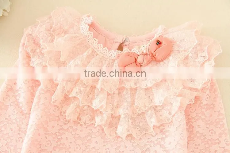 fleece undershirts children autumn clothes high quality lace girls winter lonh sleeve Tee warm soft kids tee