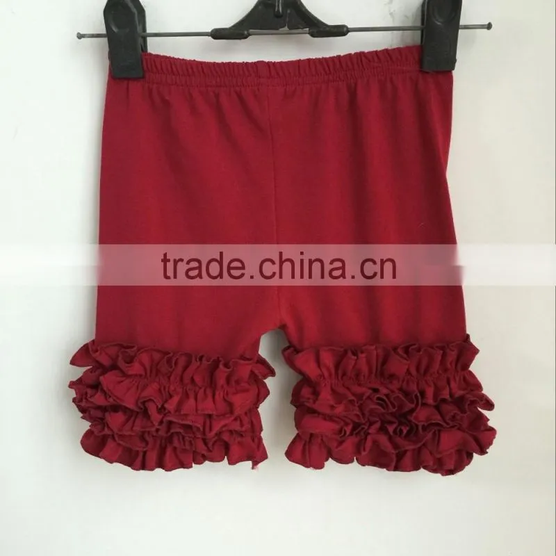 2016 boutique baby girl triple ruffles shorts baby cotton ruffle shorts baby soild color shorts