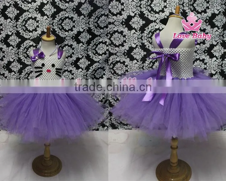 2015 Hot Sale Latest Design Boutique Little Girls Princess Party Tutu Dresses Purple Fairy Tulle Dress