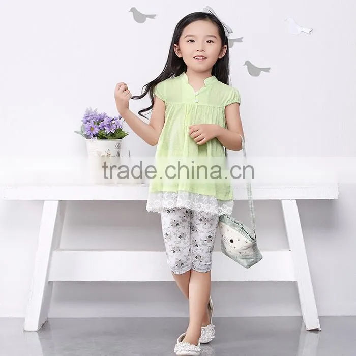 2015 new model pink and white flower girl dress