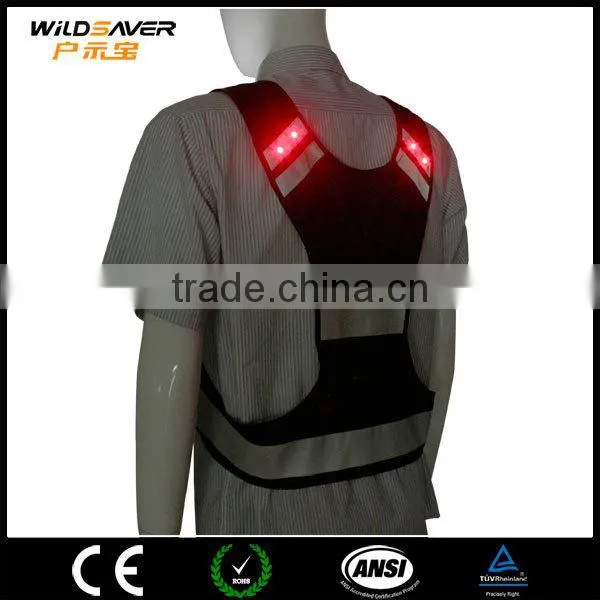 Flashing LED safety black mesh vest light up at night
