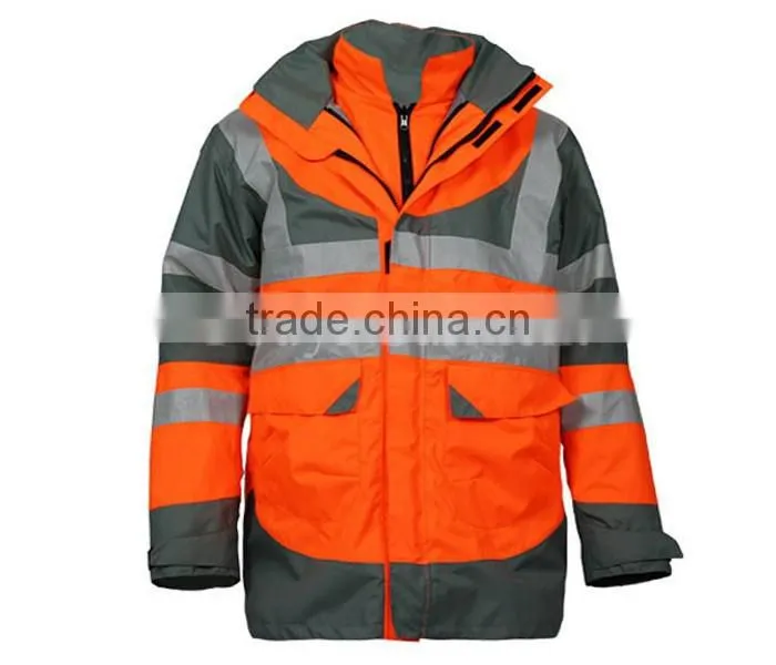 Hi-Vis two tone waterproof reflective taped winter workwear jacket