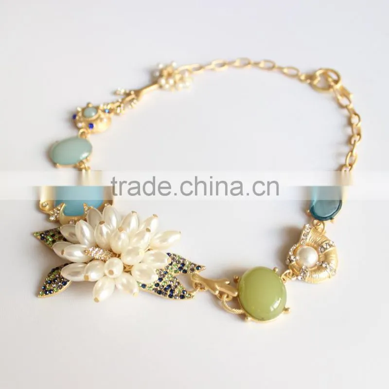 Alibaba Wholesale 2014 fashion tranquil blues dramatic Statement Necklace