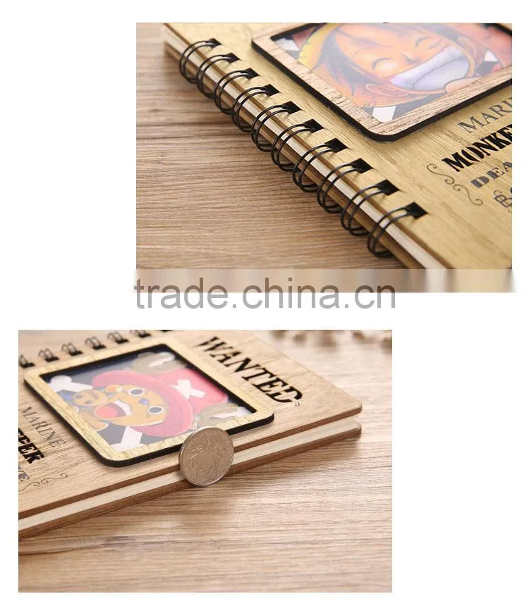 One Piece Luffy Cartoon Wooden Birthday Gift Anime Notebook For Student