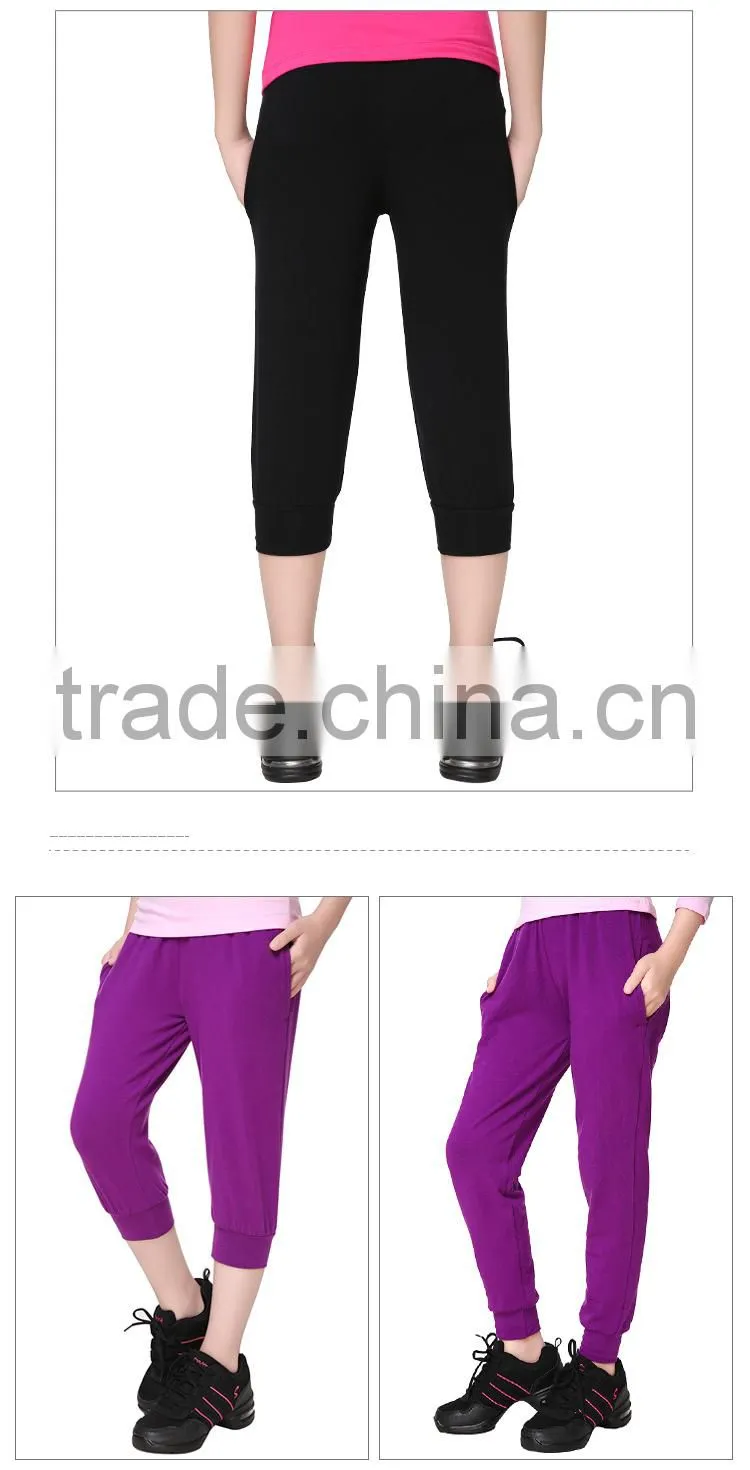Gymnastics Casual Ballet Pants Black Cotton Girls Kids Capri Pants